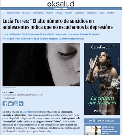 Articulo OK Diario Depresión Adolescentes Lucia Torres